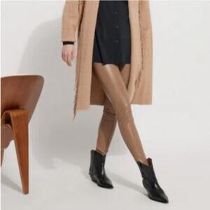 Lysse Women's Vegan Leather High Rise Pull On Pants Light Brown Size L